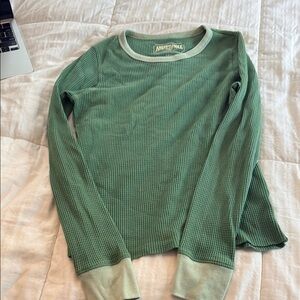 American Eagle Outfitters Sage Green Waffle Knit Top